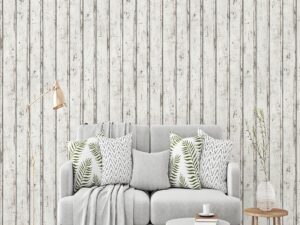 Weathered White Wood Wallpaper - Woods and Wicker Collection